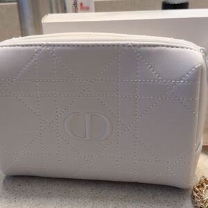 Dior White Quilted Cosmetic Case
